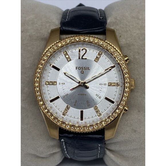 Fossil FTW5016 Women's Black Leather Analog White Dial Hybrid Smart Watch RQ122 - Picture 2 of 12